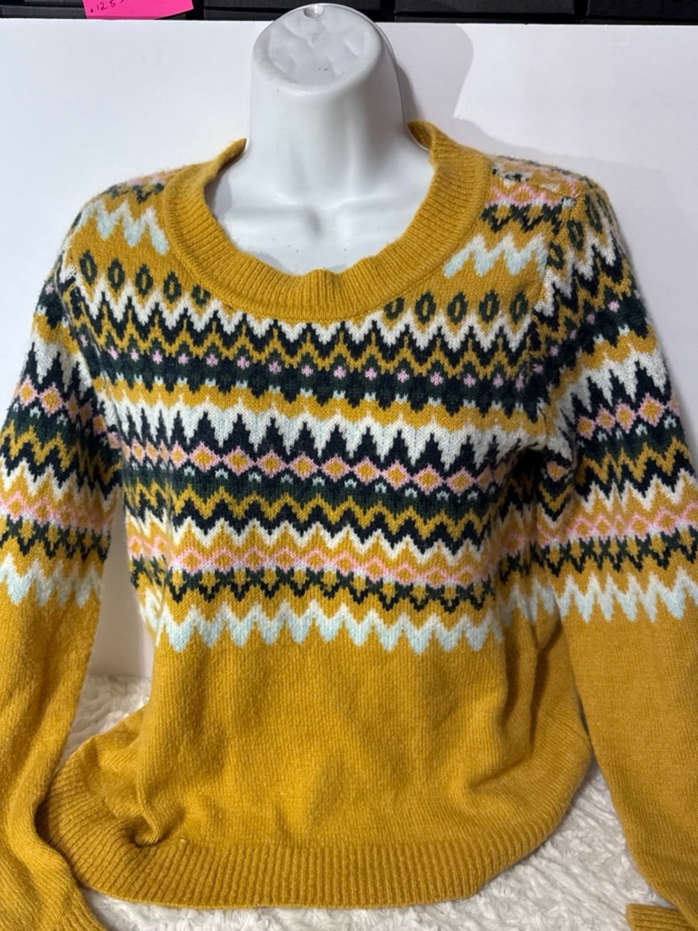 Abercrombie Mustard Fair Isle Crewneck Sweater - Women
